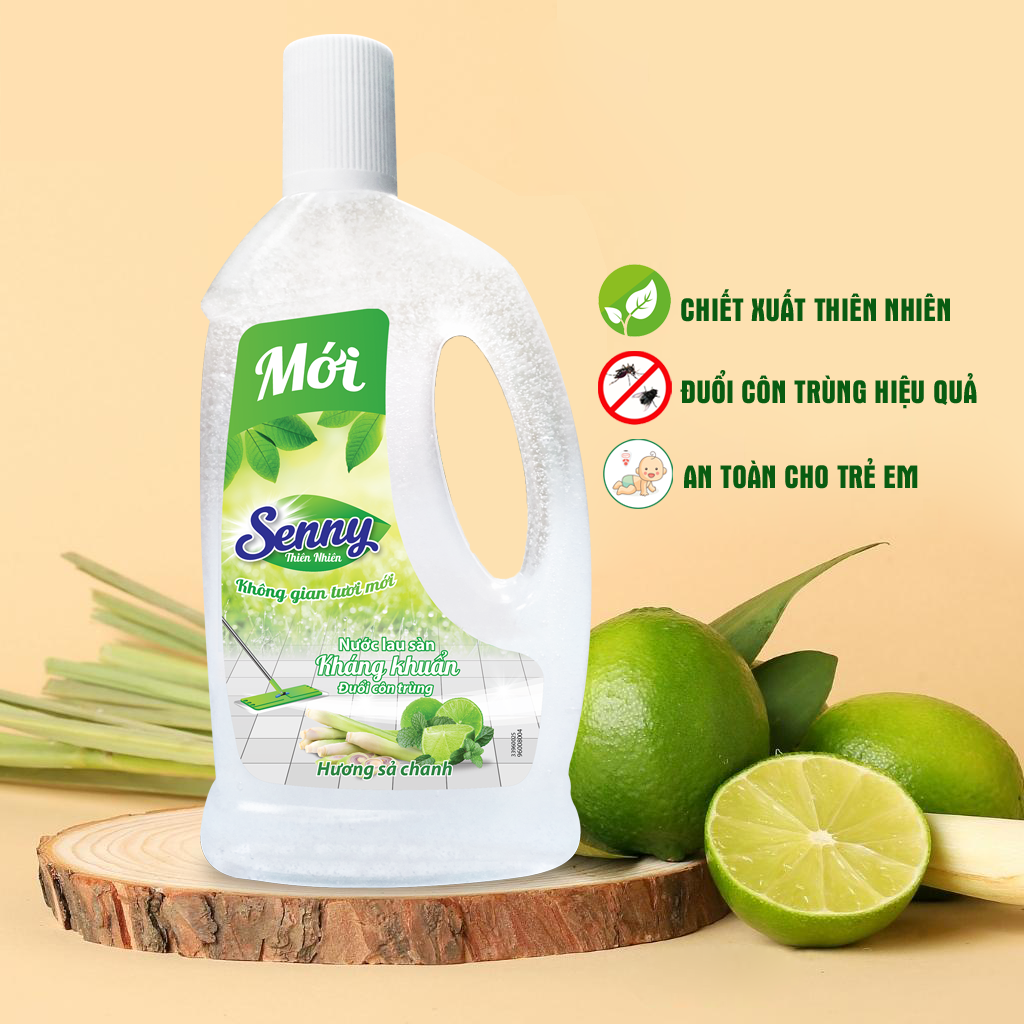 nước lau sàn thiên nhiên Senny sả chanh an toàn cho trẻ nhỏ