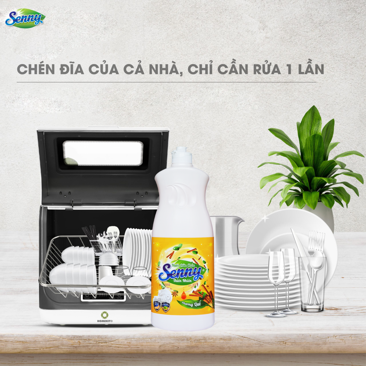Tiết kiệm hơn, an toàn hơn với nước rửa chén Senny hương quế.