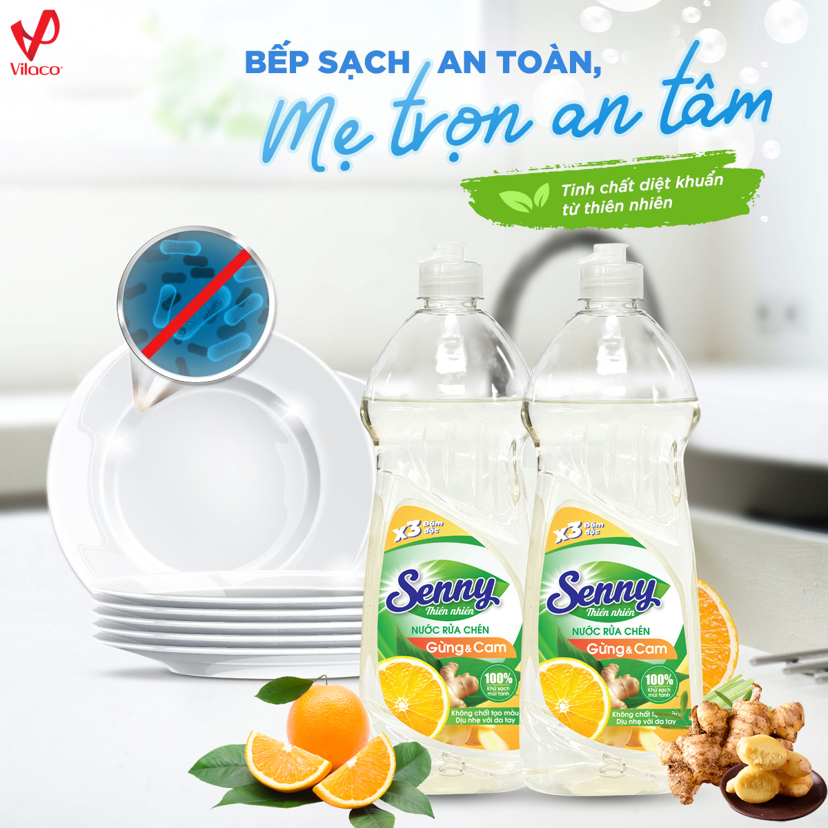 Nước rửa chén Senny gừng & cam