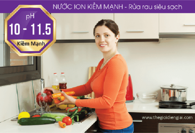 Tẩy sạch tuyệt đối hóa chất khỏi rau củ quả với nước điện giải ion kiềm mạnh !!