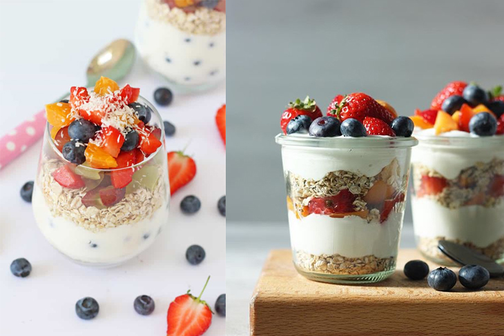 Sữa chua yến mạch và trái cây tươi