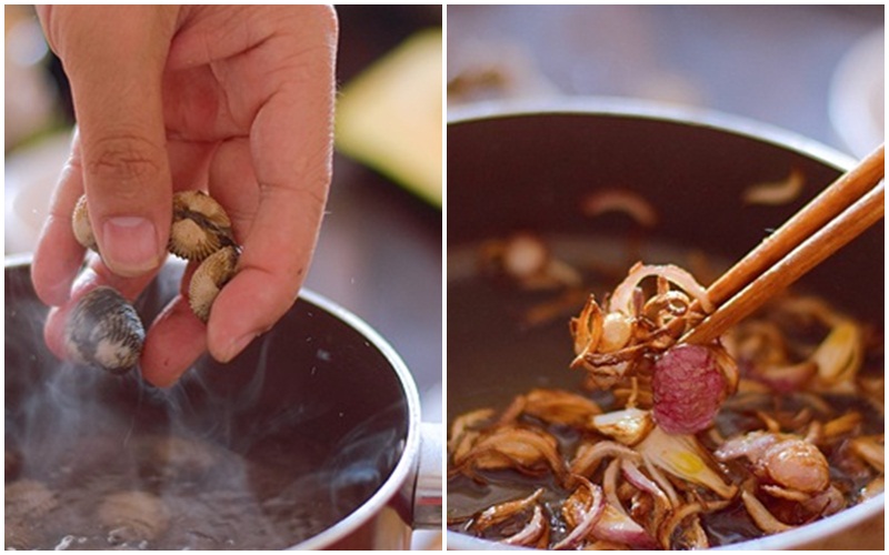 Luộc thịt, luộc sò huyết và phi tỏi