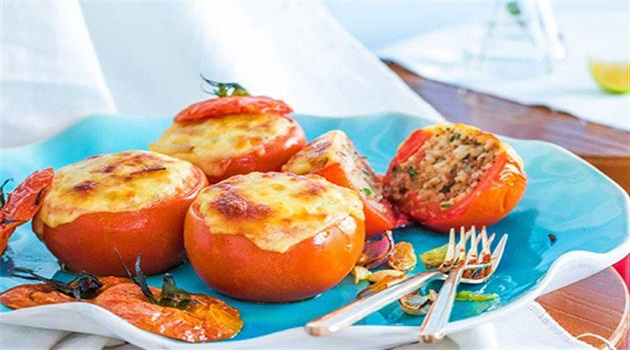 cà chua nhồi thịt nướng phô mai