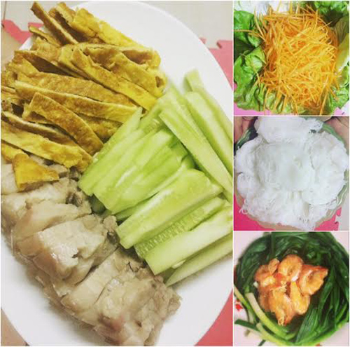 món bún xếp lớp