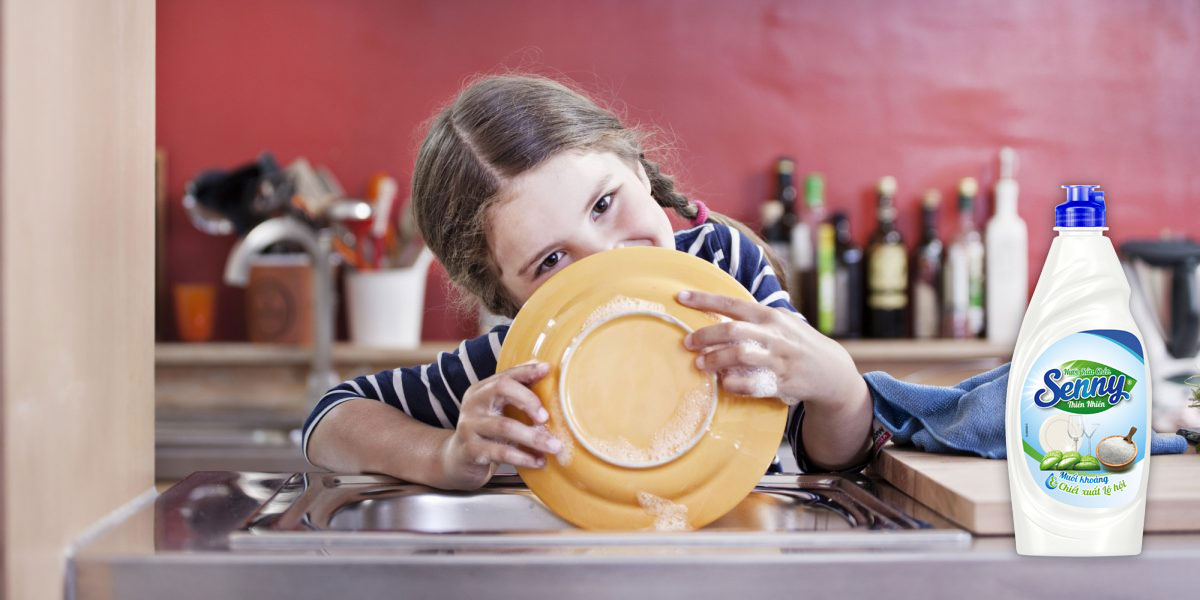 Nước rửa chén thiên nhiên Senny - sạch dịu cho chén đĩa bé yêu