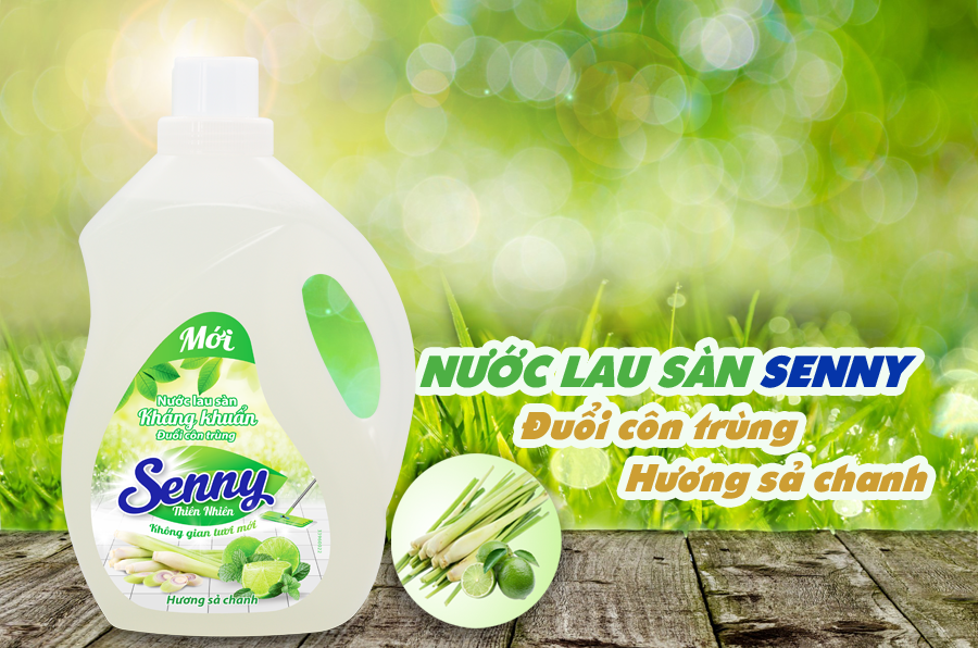 Nhà sạch bong thơm mát với nước lau sàn Senny hương sả chanh