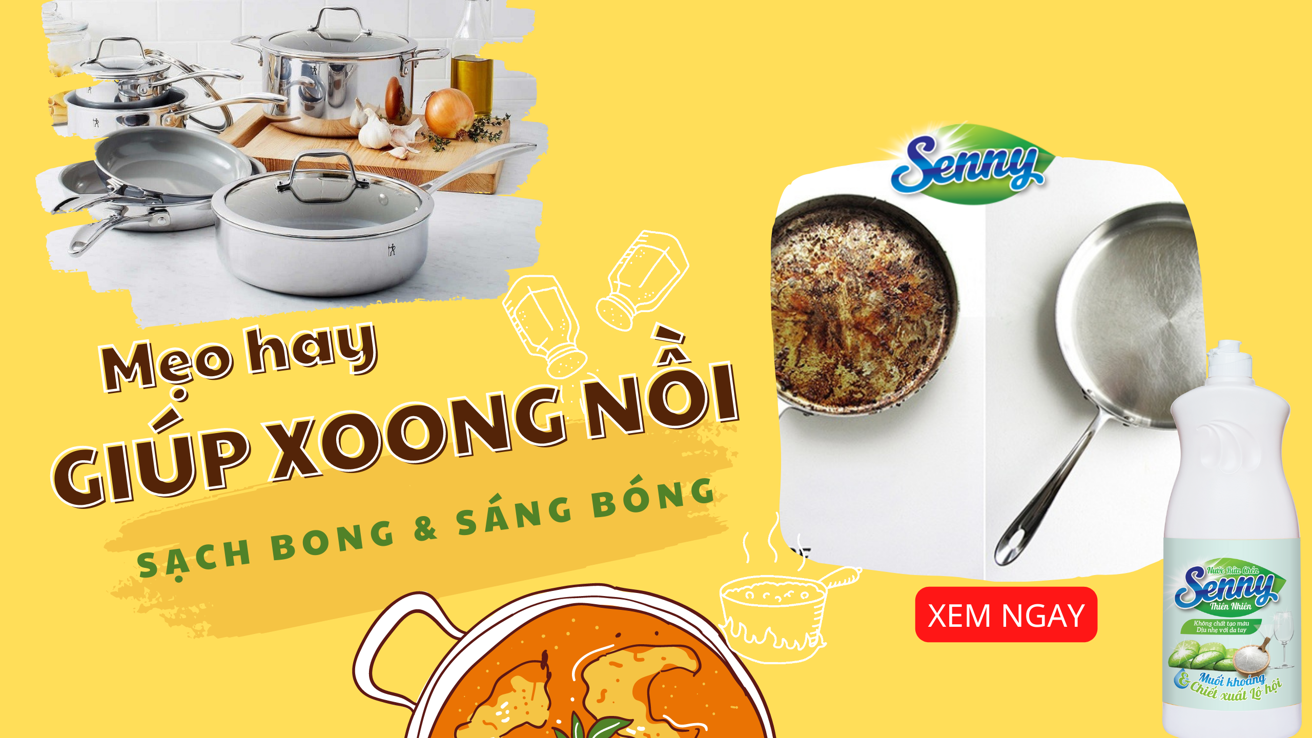 Bật mí mẹo hay cho chị em đang đau đầu vì cọ nồi không sạch đây