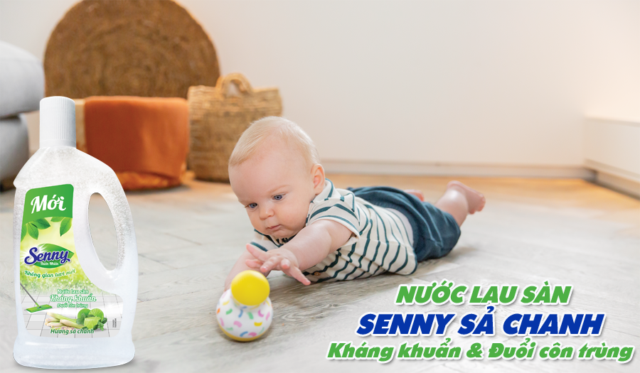 Nhà sạch khuẩn, thơm mát, bé thỏa thích vui chơi với nước lau sàn Senny