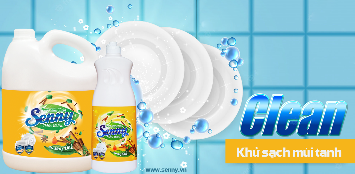 Nước rửa chén  Senny hương quế, sạch tự nhiên, khử mùi tanh hiệu quả