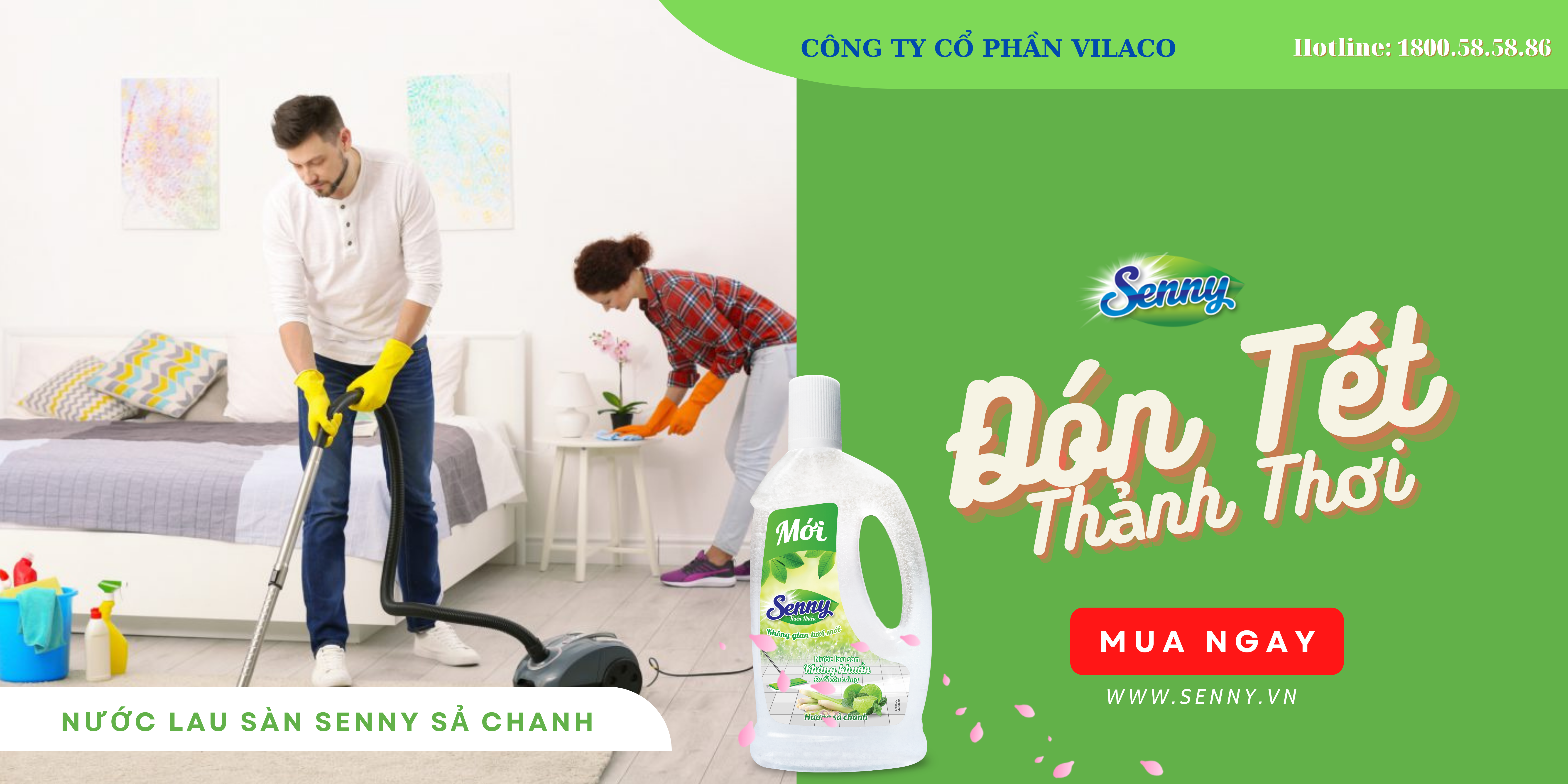 Senny lau sàn sả chanh sạch khuẩn nhanh gọn, đón Tết vui