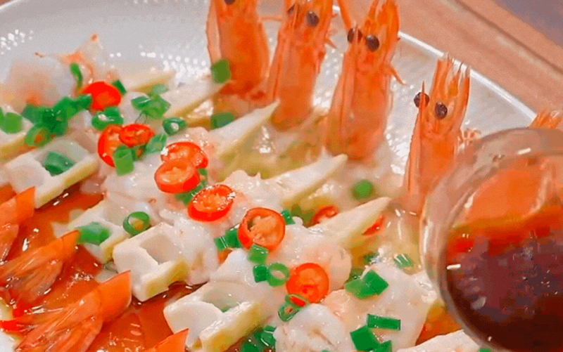 Tôm hấp măng trúc, thơm ngon, lạ miệng, ăn là ghiền