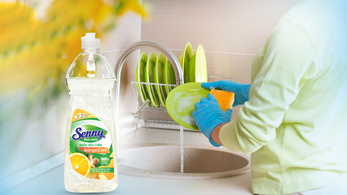 Làm Sạch Chén Đĩa Hiệu Quả, Hương Thơm Dễ Chịu - Nước Rửa Chén Senny Gừng Cam