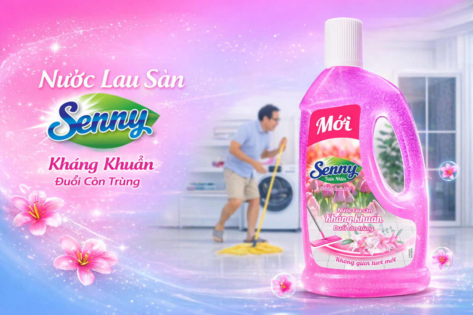 Nước Lau Sàn Senny Hương Hoa Lily – Giải Pháp Làm Sạch Sàn Nhà Thơm Mát, An Toàn