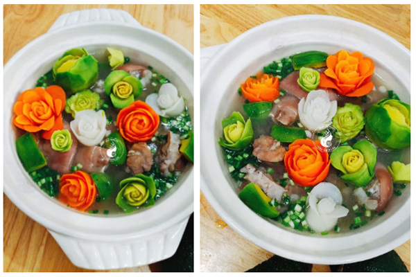 Chị em trầm trồ khen không ngớt, canh giò heo "trăm hoa đua nở" của mẹ U50