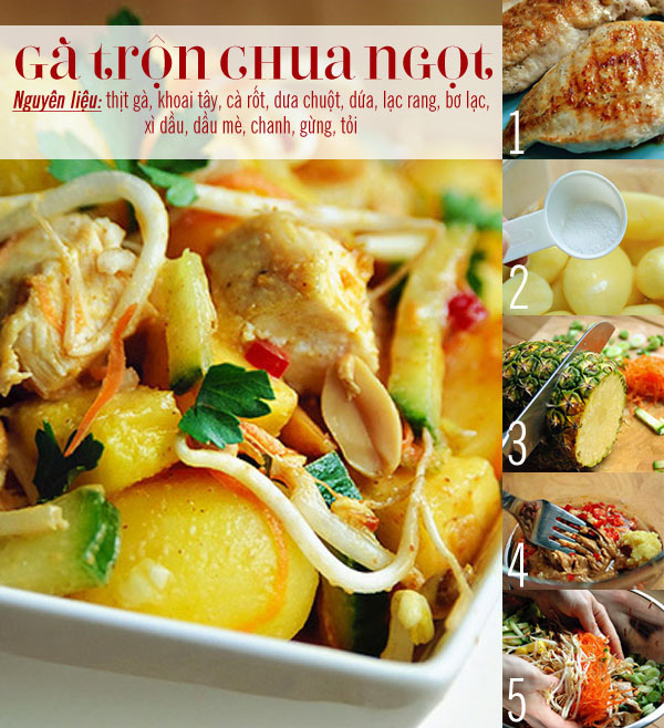 Gà trộn chua ngọt theo kiểu Indonesian chống ngán ngày Tết.